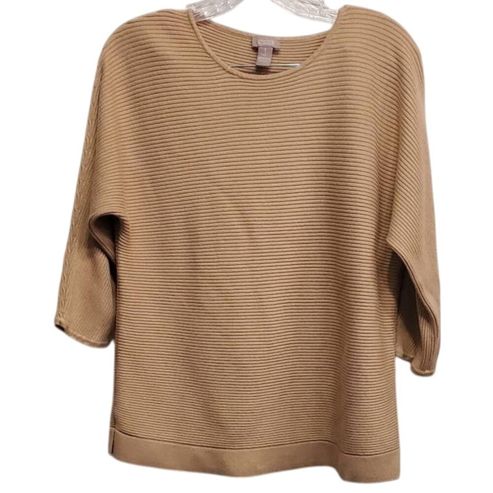 Chico's Women's Tan Ribbed Light Pull Over Sweater Size 1